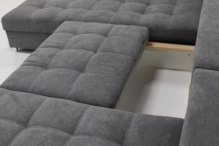 Aspen Large U Shaped Sleeper Corner Sofa - Anthracite Fabric