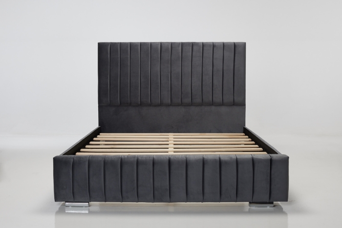 Aimee Upholstered Bed - Steel Velvet