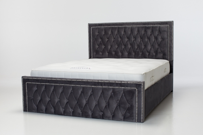 Anais Upholstered Bed - Steel Velvet