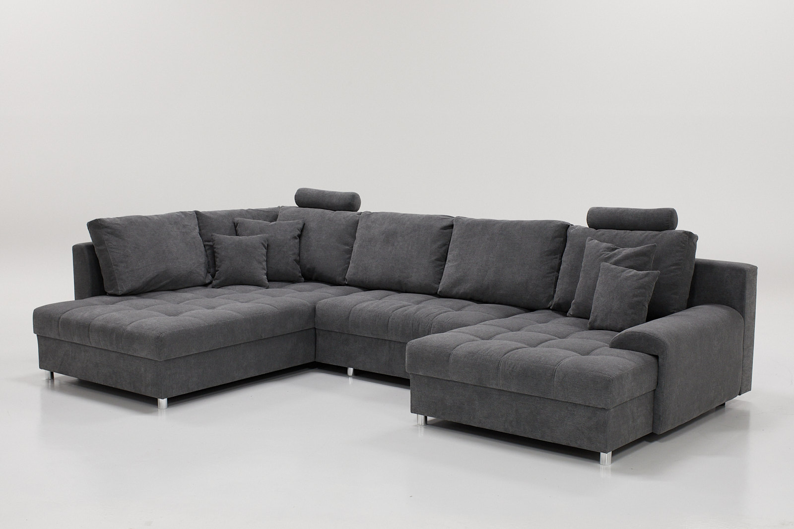 Aspen Large U Shaped Sleeper Corner Sofa - Anthracite Fabric