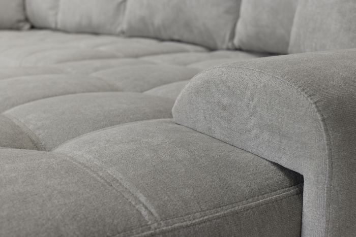 Aspen Large U Shaped Sleeper Corner Sofa - Moon Silver Fabric