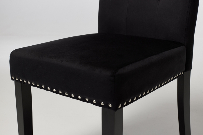 Cabrini Upholstered Dining Chair with Black Legs - Black Velvet