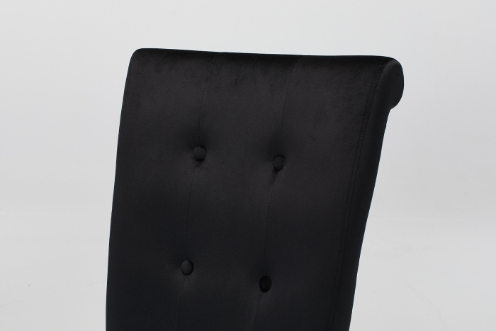 Cabrini Upholstered Dining Chair with Black Legs - Black Velvet