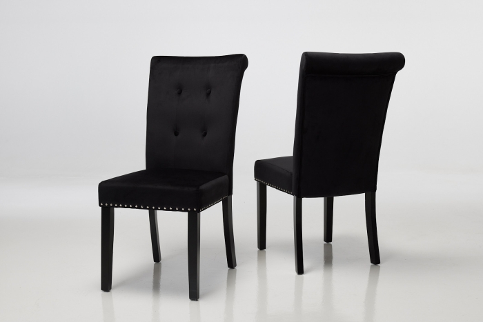 Cabrini Upholstered Dining Chairs with Black Legs - Black Velvet