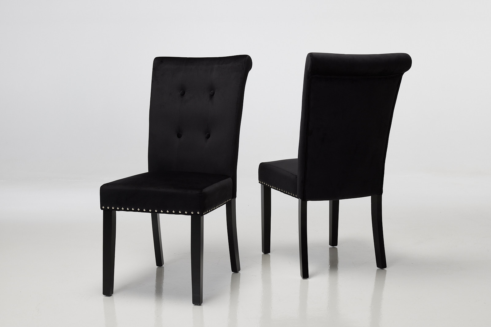 Cabrini Upholstered Dining Chairs with Black Legs - Black Velvet