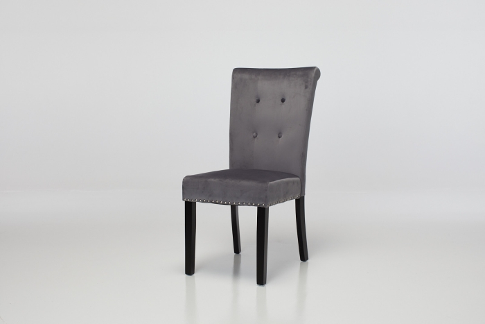Cabrini Upholstered Dining Chair with Black Legs - Grey Velvet