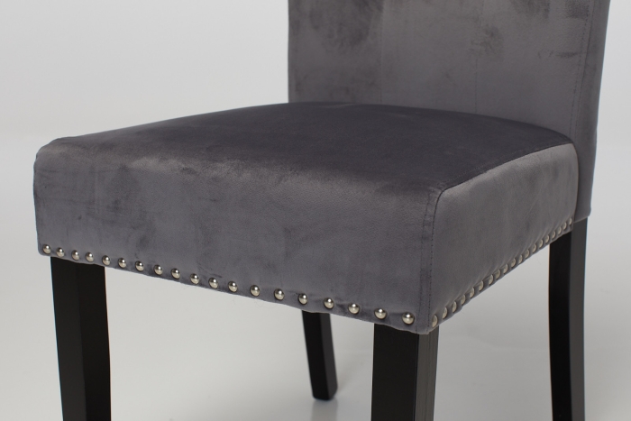 Cabrini Upholstered Dining Chair with Black Legs - Grey Velvet