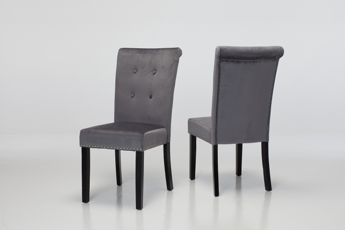 Cabrini Upholstered Dining Chairs with Black Legs - Grey Velvet