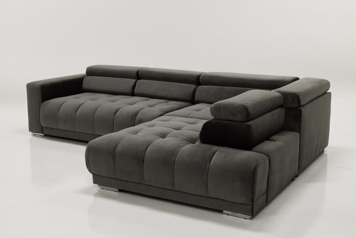Carmel Large Right Hand Chaise Corner Sofa - Chinchilla Velvet