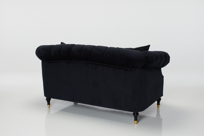 Carmen 2 Seater Chesterfield Sofa - Black Velvet