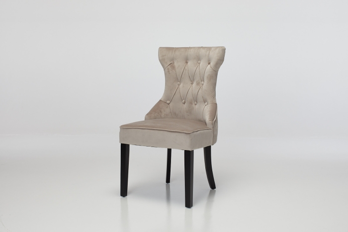 Cleo Upholstered Dining Chair with Black Legs - Mink Velvet