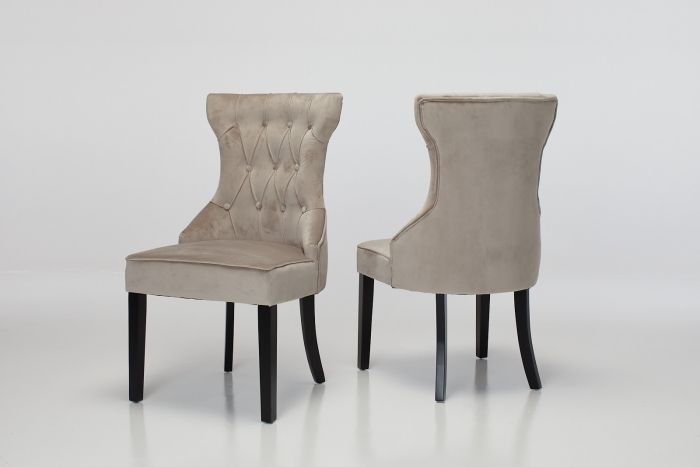 Cleo Upholstered Dining Chairs with Black Legs - Mink Velvet