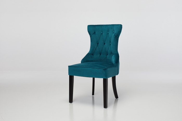 Cleo Upholstered Dining Chair with Black Legs - Teal Velvet