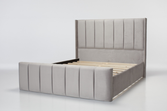 Dion Upholstered Bed - Plush Silver Velvet