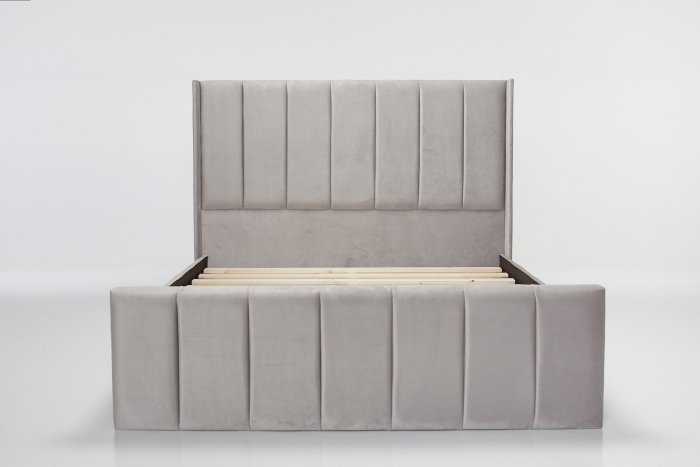 Dion Upholstered Bed - Plush Silver Velvet