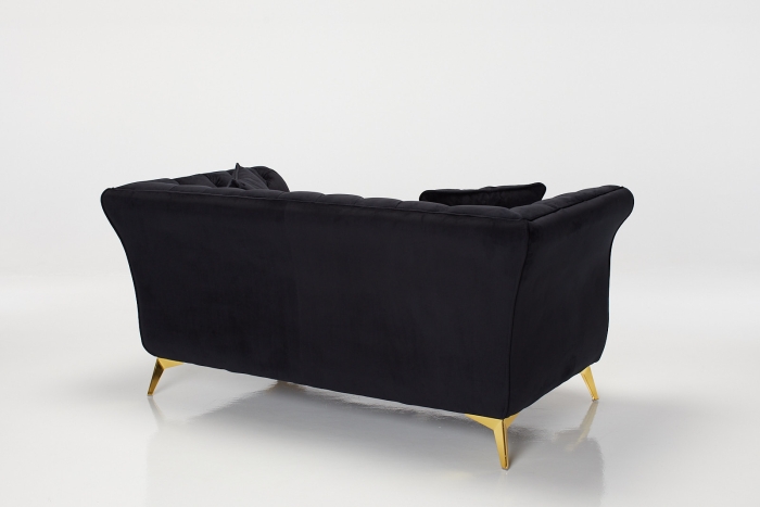 Lauren 2 Seater Modern Chesterfield Sofa - Black Velvet