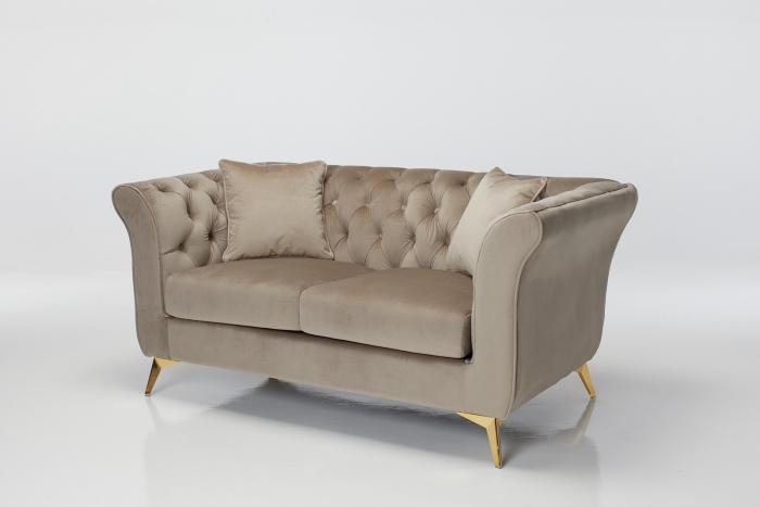 Lauren 2 Seater Modern Chesterfield Sofa - Mink Velvet