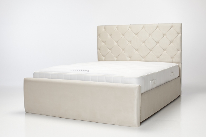 Lea Upholstered Ottoman Bed - Cream Velvet