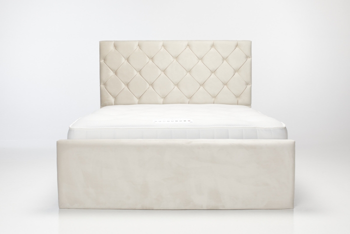 Lea Upholstered Ottoman Bed - Cream Velvet
