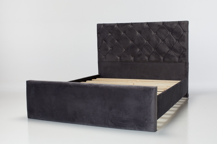Lea Upholstered Ottoman Bed - Steel Velvet
