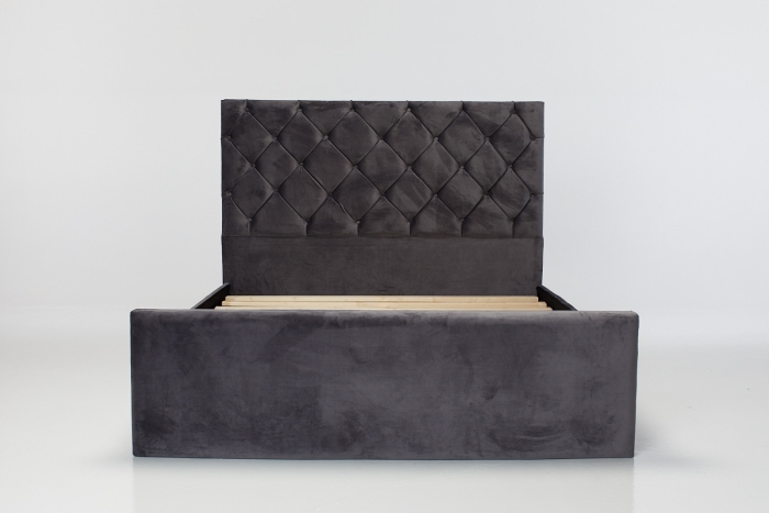 Lea Upholstered Ottoman Bed - Steel Velvet
