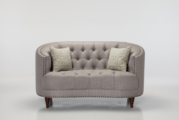 Olivia 2 Seater Chesterfield Sofa - Grey Fabric