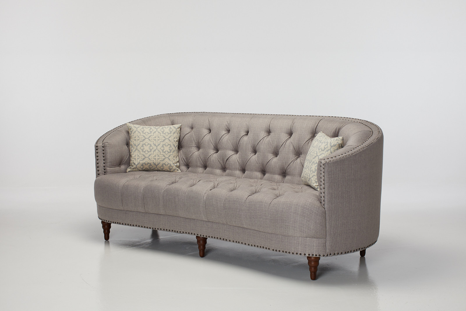 Olivia 3 Seater Chesterfield Sofa - Grey Fabric