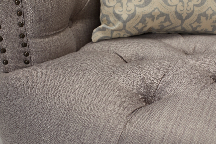 Olivia Modern Chesterfield Sofa - Grey Fabric