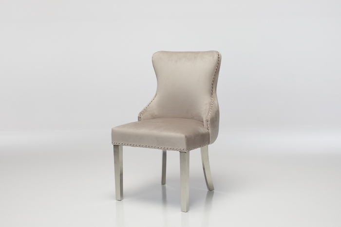 Tiffany Upholstered Dining Chair with Stainless Steel Legs - Mink Velvet