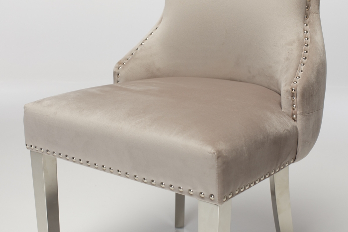 Tiffany Upholstered Dining Chair with Stainless Steel Legs - Mink Velvet