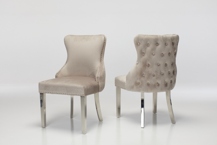 Tiffany Upholstered Dining Chairs with Stainless Steel Legs - Mink Velvet