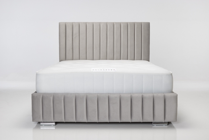 Aimee Upholstered Bed - Plush Silver Velvet