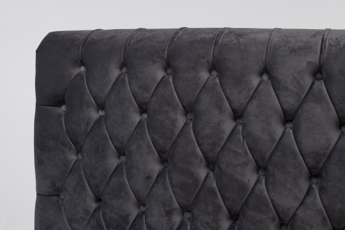 Belle Upholstered Sleigh Bed - Steel Velvet