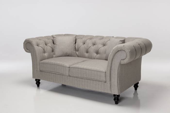 Charlotte - 2 Seater Classic Chesterfield Sofa, Grey Fabric