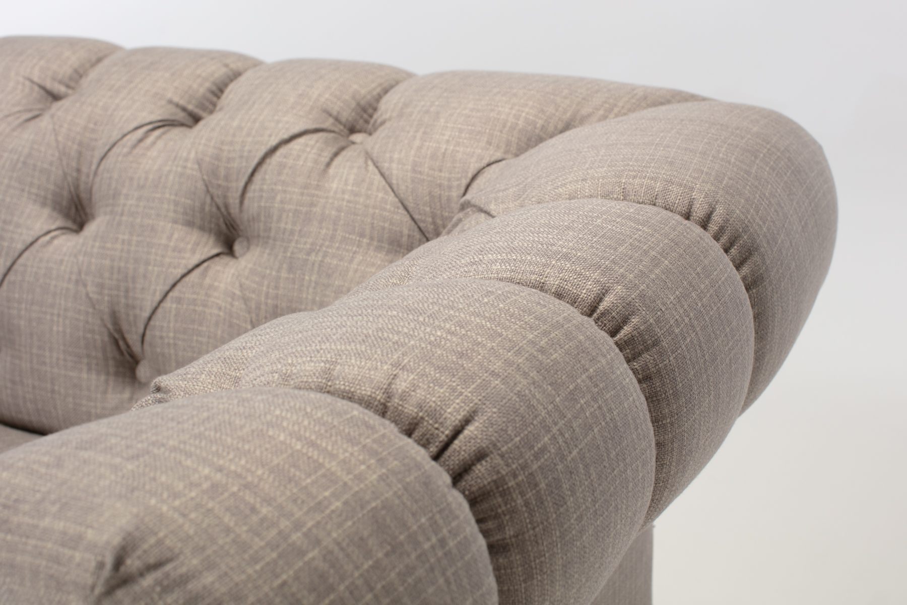 Charlotte 3 Seater Sofa - Classic 3 Seater Chesterfield Sofa, Grey Fabric