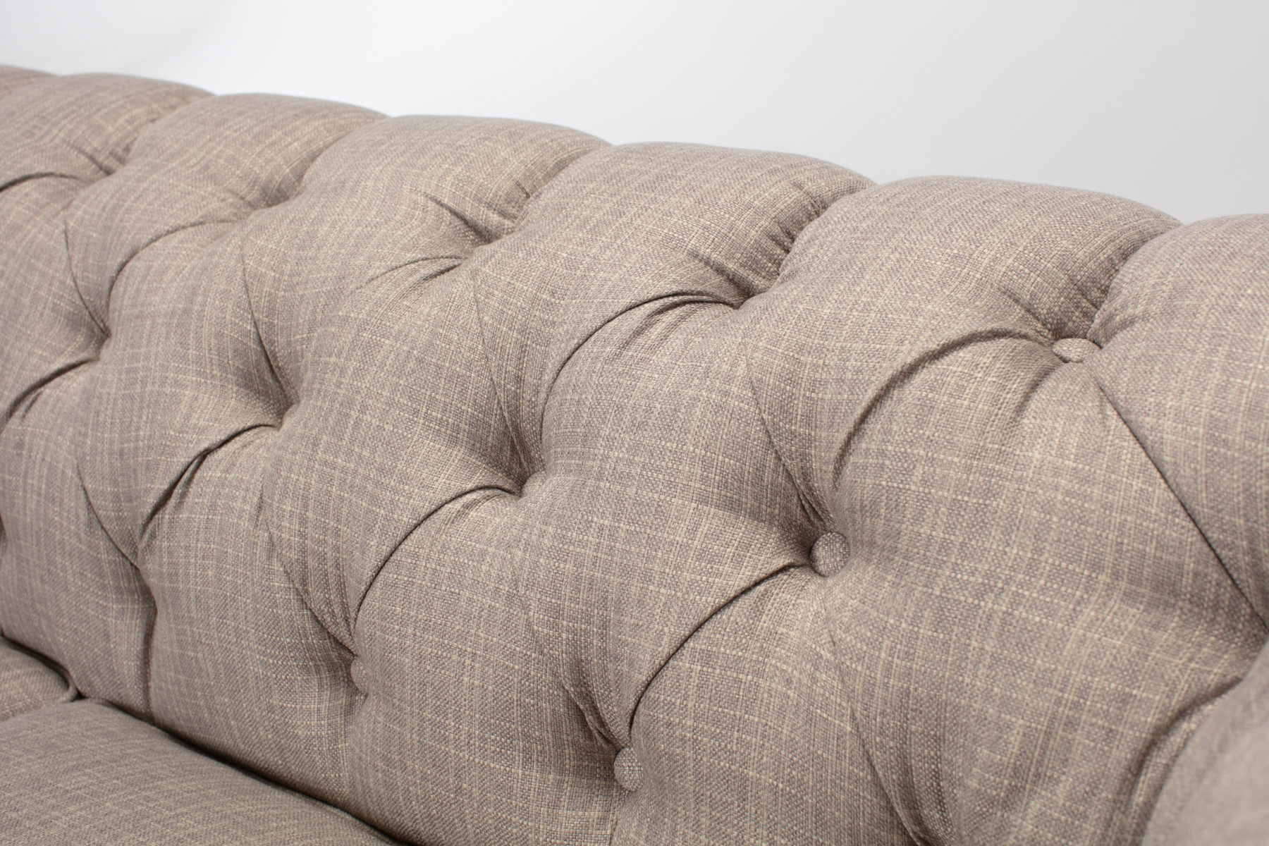 Charlotte 3 Seater Sofa - Classic 3 Seater Chesterfield Sofa, Grey Fabric