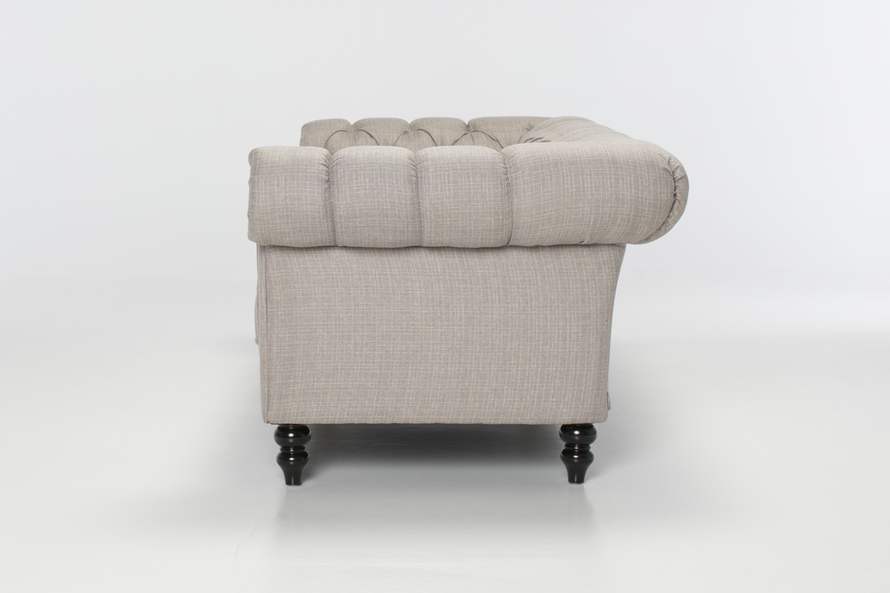 Charlotte 3 Seater Sofa - Classic 3 Seater Chesterfield Sofa, Grey Fabric