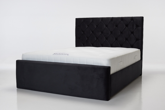 Lea Upholstered Bed - Black Velvet