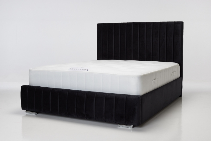 Aimee Upholstered Bed - Black Velvet
