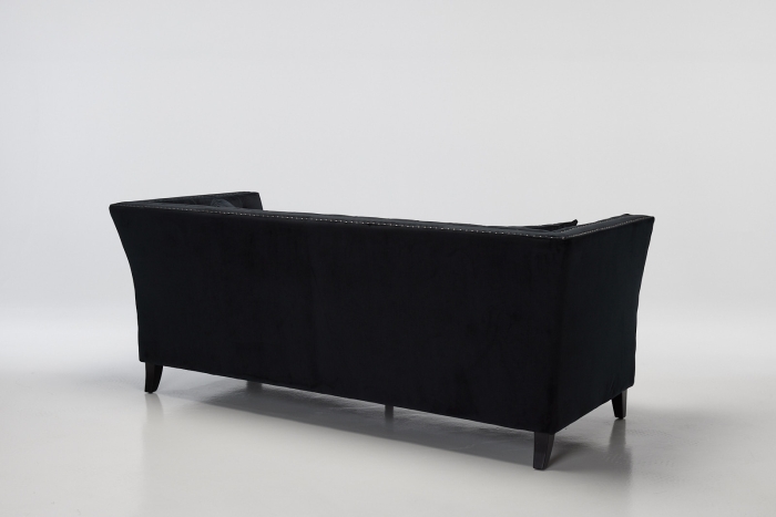 Chloe 3 Seater Modern Chesterfield Sofa - Black Velvet
