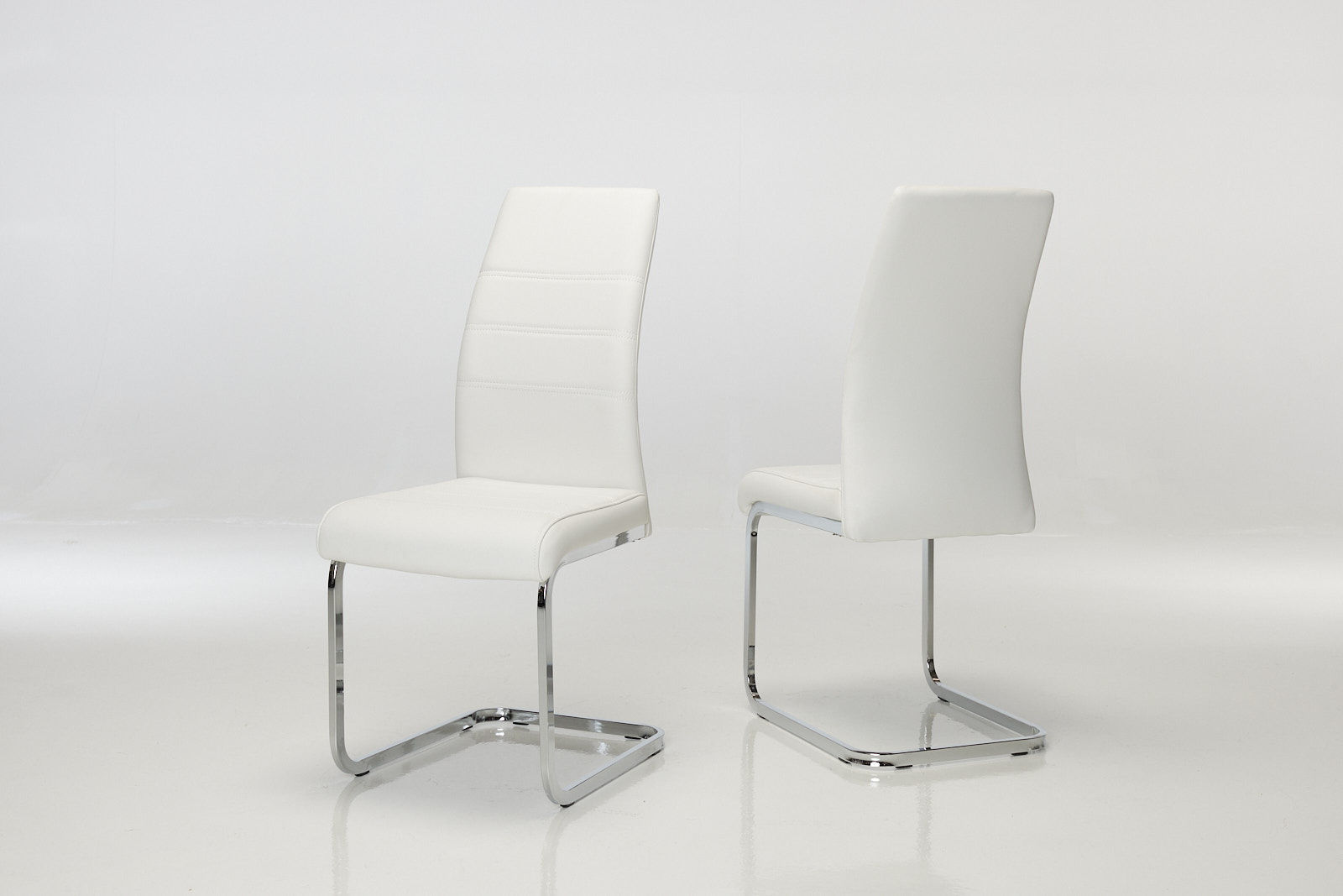 Milan White Faux Leather Cantilever Dining Chairs