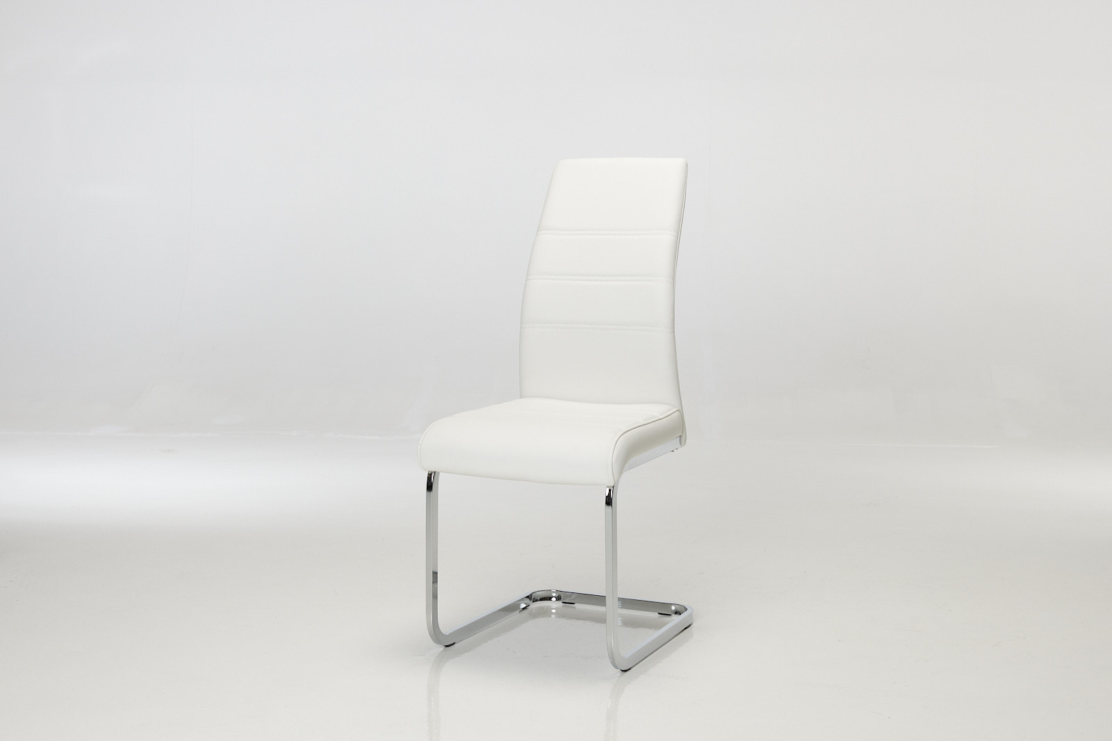 Milan White Faux Leather Cantilever Dining Chairs