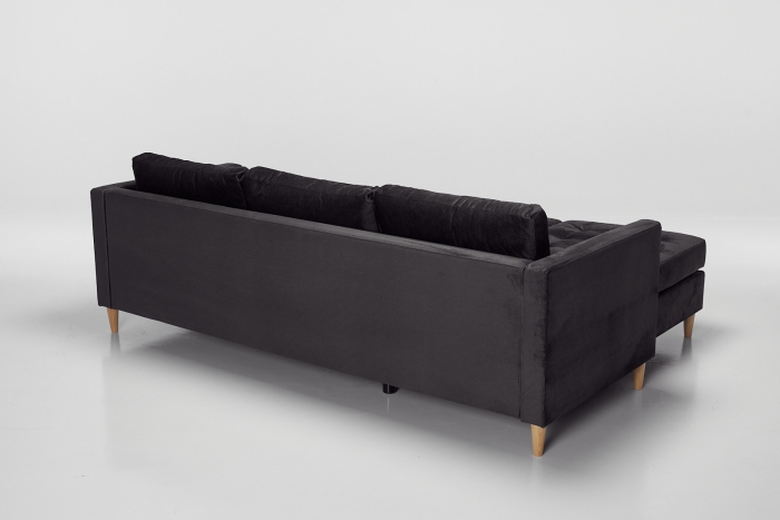 Newport Left Hand Chaise Sofa Bed with Storage Ottoman - Graphite Velvet