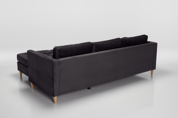 Newport Right Hand Chaise Sofa Bed with Storage Ottoman - Graphite Velvet