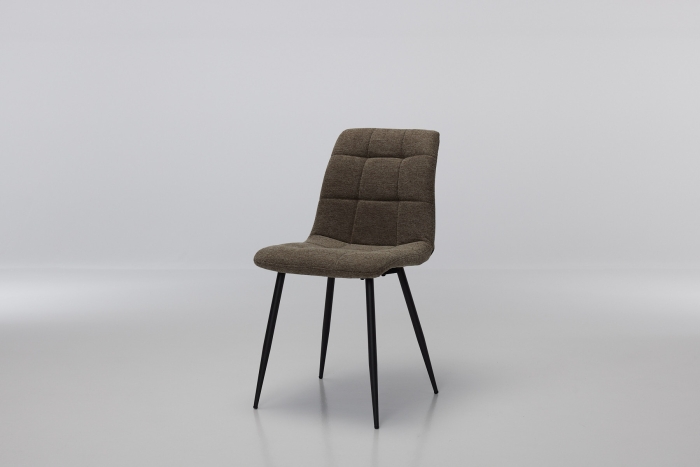 Enza Brown Linen Dining Chairs with Black Metal Legs