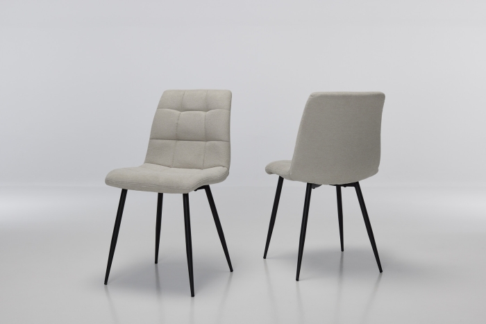 Enza Oatmeal Linen Dining Chairs with Black Metal Legs