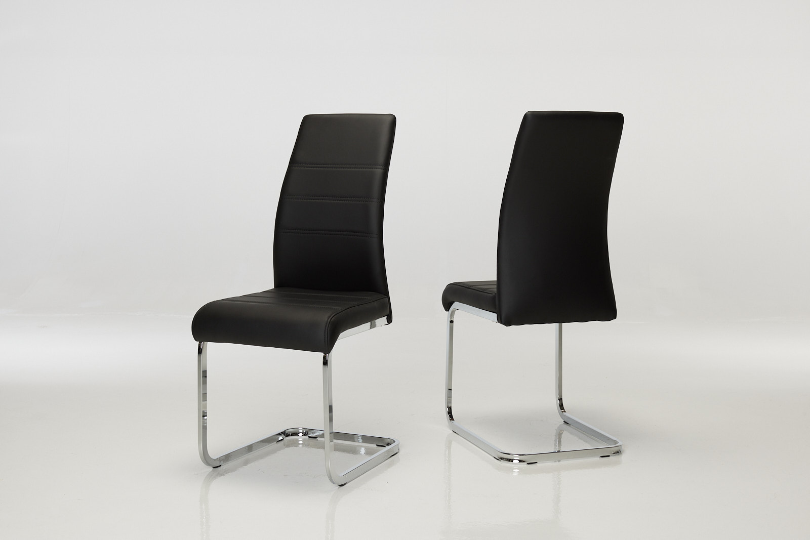 Milan Black Faux Leather Cantilever Dining Chairs