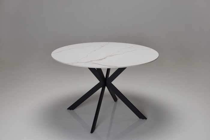 Tino 1.2m Lincoln White Stone Round Dining Table