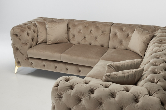 Annabelle Luxury Chesterfield Velvet Corner Sofa - Mink