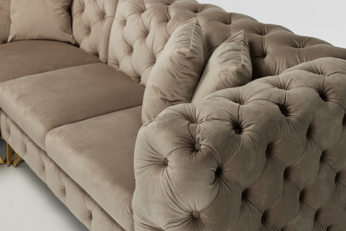Annabelle Luxury Chesterfield Velvet Corner Sofa - Mink